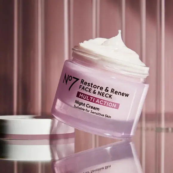 No7 Restore & Renew Face & Neck Multi Action Night Cream - 1.69 fl oz..
